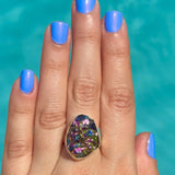 Rainbow Rock Crystal Druzy Ring