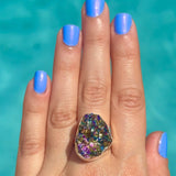 Rainbow Rock Crystal Druzy Ring
