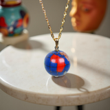 Vintage Globe Trotter Stone Inlay Necklace
