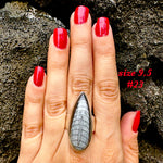 Natural orthoceras fossil ring .925 sterling silver