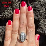 Natural orthoceras fossil ring .925 sterling silver