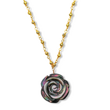 Black Carved Rose Necklace