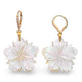Carved Hibiscus Pearl Earrings