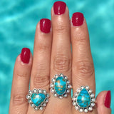 Turquoise Scalloped Border Ring
