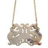 Antique Carved Jade Dragon Butterfly Necklace