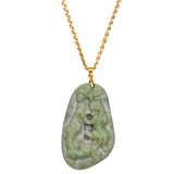 Antique Carved Green Jade Tigers Necklace - Large