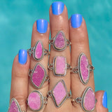Cobalt Calcite Druzy Ring