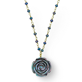 Black Carved Rose Pearl Necklace