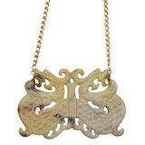 Antique Carved Jade Dragon Butterfly Necklace