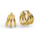 Triple Hoop Earrings - Gold