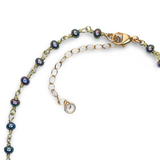 Black Carved Rose Pearl Necklace