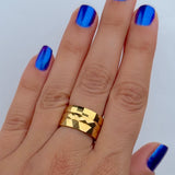 Stackable waterproof durable 18k gold-plated stainless steel ring tarnish free nickel free