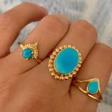 Bead Framed Turquoise Ring - Oval