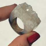 Carved Rock Ring (SIZE 5-8) Light Amethyst, Agate, Quartz