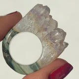 Carved Rock Ring (SIZE 5-8) Light Amethyst, Agate, Quartz