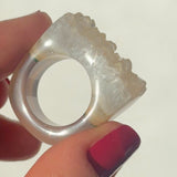 Carved Rock Ring (SIZE 5-8) Light Amethyst, Agate, Quartz
