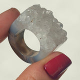Carved Rock Ring (SIZE 5-8) Light Amethyst, Agate, Quartz