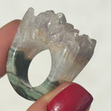 Carved Rock Ring (SIZE 5-8) Light Amethyst, Agate, Quartz