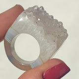 Carved Rock Ring (SIZE 5-8) Light Amethyst, Agate, Quartz