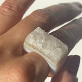 Carved Rock Ring (SIZE 5-8) Light Amethyst, Agate, Quartz