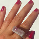 Carved Rock Ring (SIZE 5-8) Light Amethyst, Agate, Quartz