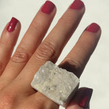 Carved Rock Ring (SIZE 5-8) Light Amethyst, Agate, Quartz