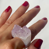 Carved Rock Ring (SIZE 5-8) Light Amethyst, Agate, Quartz