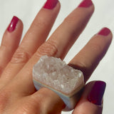 Carved Rock Ring (SIZE 5-8) Light Amethyst, Agate, Quartz