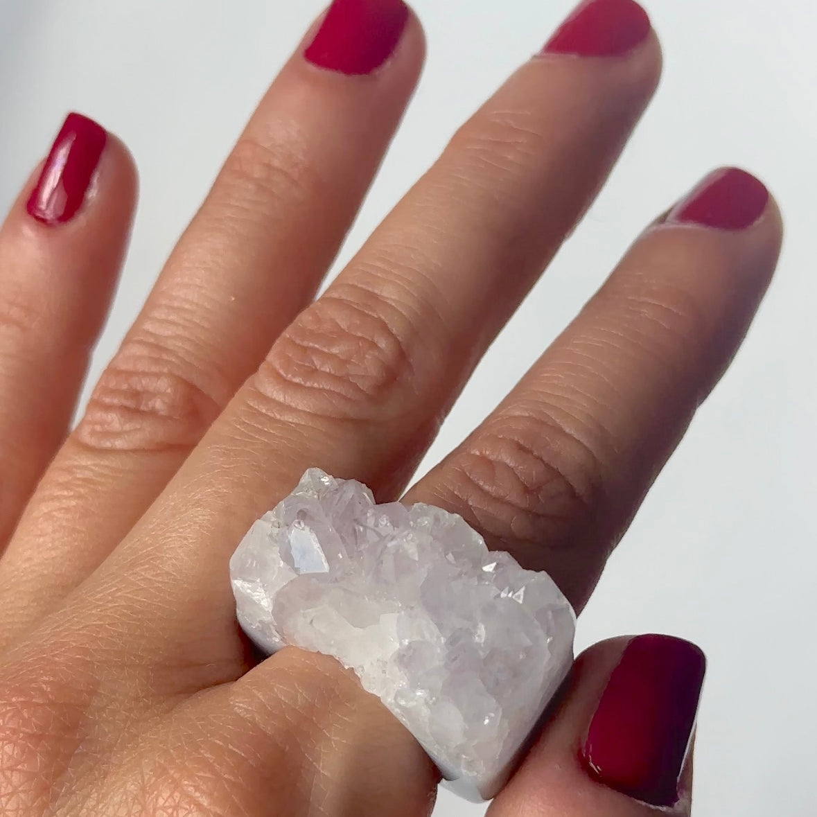 Carved Rock Ring (SIZE 5-8) Light Amethyst, Agate, Quartz