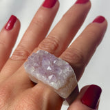 Carved Rock Ring (SIZE 5-8) Light Amethyst, Agate, Quartz