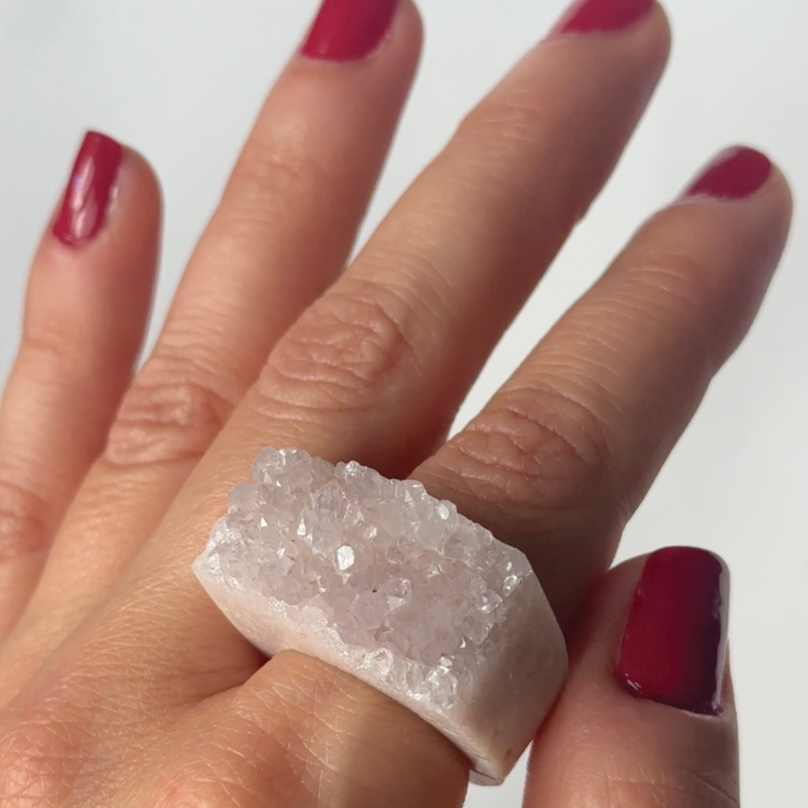 Carved Rock Ring (SIZE 5-8) Light Amethyst, Agate, Quartz