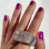 Carved Rock Ring (SIZE 5-8) Light Amethyst, Agate, Quartz