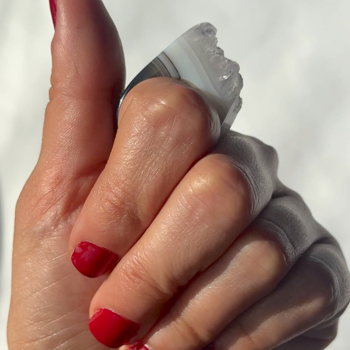 Carved Rock Ring (SIZE 8-12) Light Amethyst, Agate, Quartz