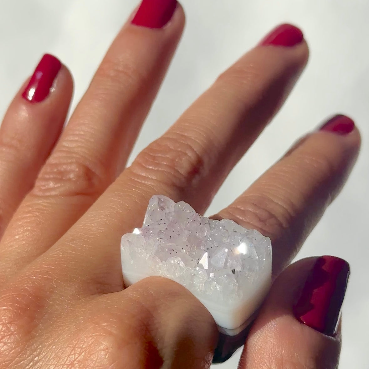 Carved Rock Ring (SIZE 8-12) Light Amethyst, Agate, Quartz