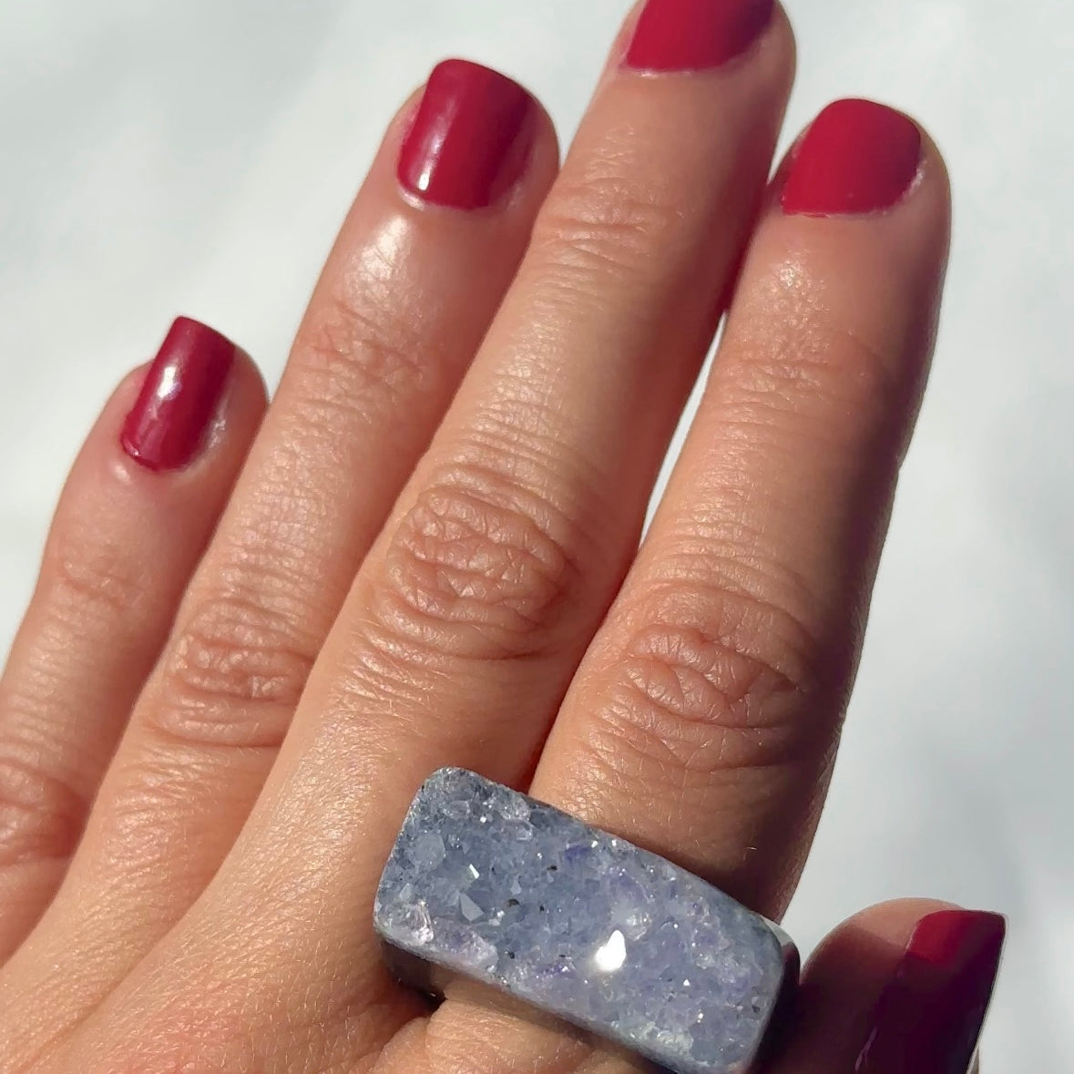 Carved Rock Ring (SIZE 8-12) Light Amethyst, Agate, Quartz