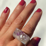 Carved Rock Ring (SIZE 8-12) Light Amethyst, Agate, Quartz