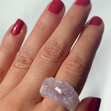 Carved Rock Ring (SIZE 8-12) Light Amethyst, Agate, Quartz
