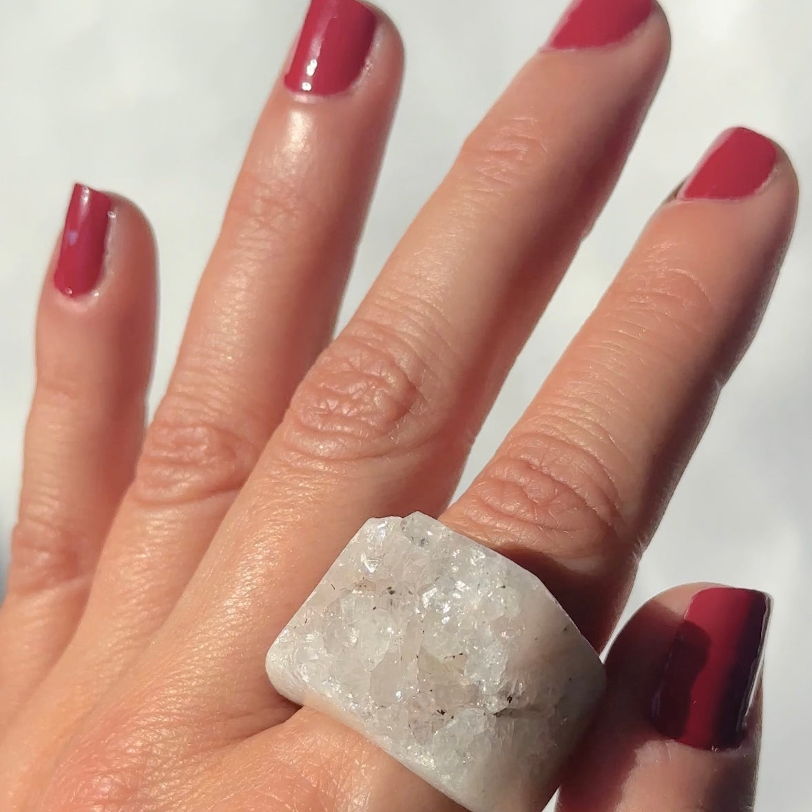 Carved Rock Ring (SIZE 8-12) Light Amethyst, Agate, Quartz