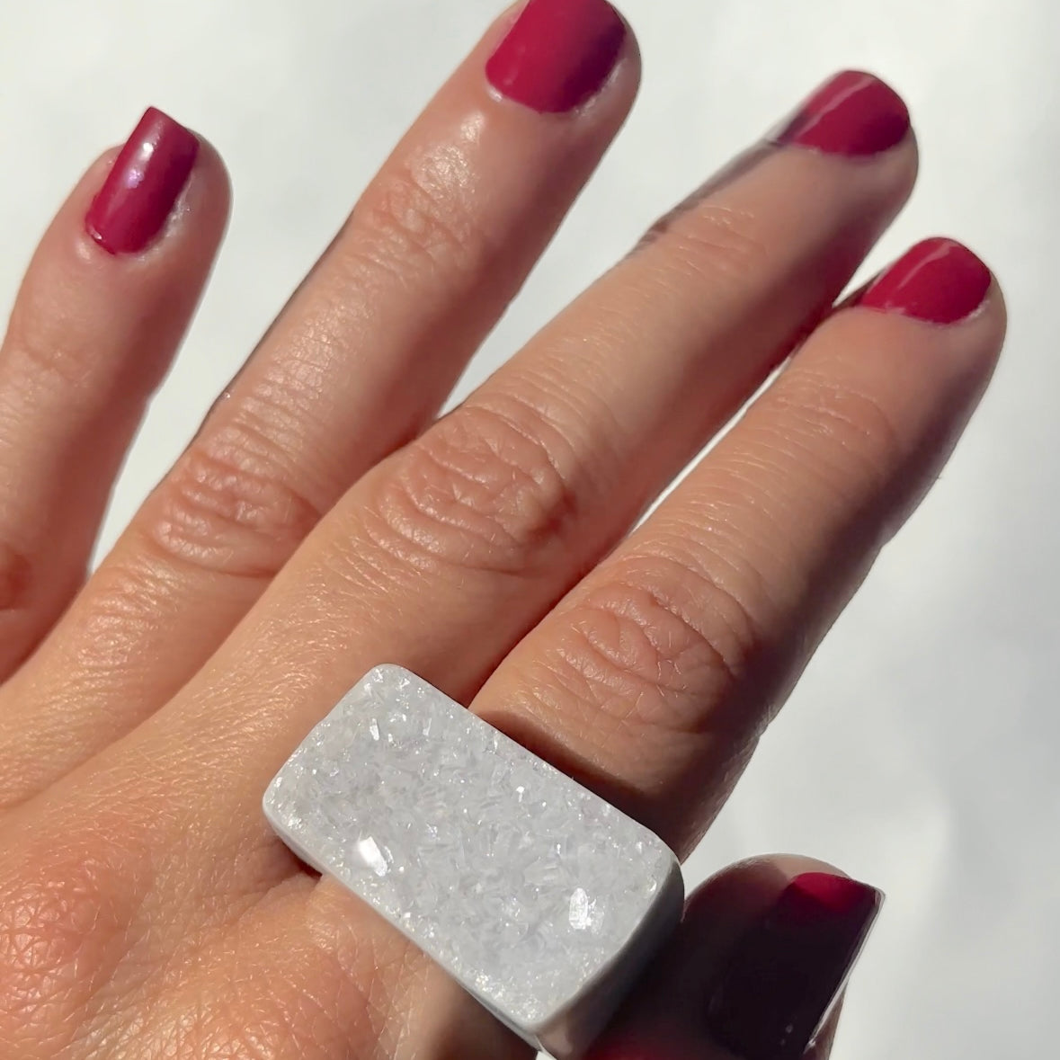 Carved Rock Ring (SIZE 8-12) Light Amethyst, Agate, Quartz