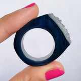 Carved Rock Ring (SIZE 8-12) Light Amethyst, Agate, Quartz