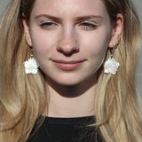Carved Hibiscus Pearl Earrings