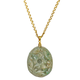 Antique Carved Green Jade Tigers Necklace - Medium