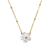 Carved Mini Hibiscus Pearl Flower Necklace