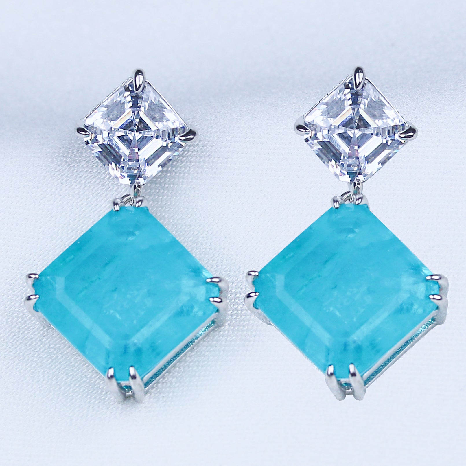 Large Marquise Blue Druzy Earrings