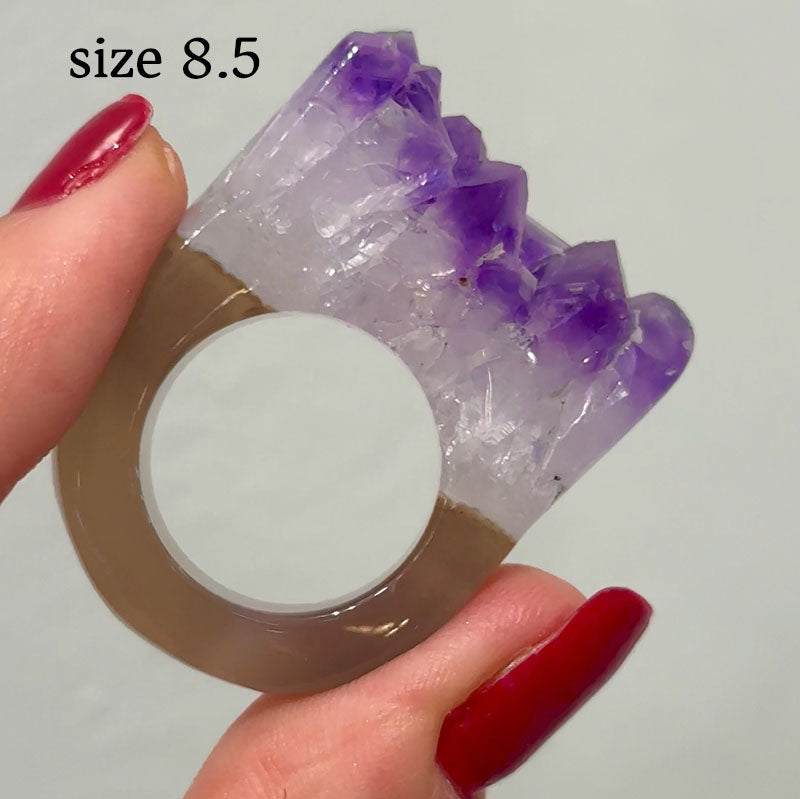 Carved Rock Ring Dark Amethyst (8.5-10)
