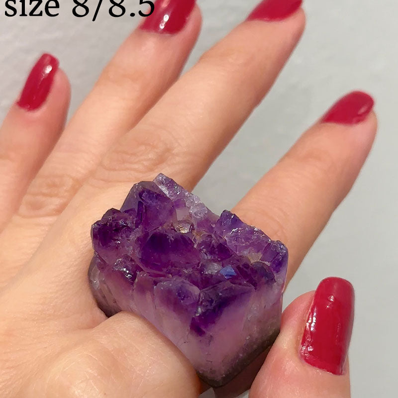 Carved Rock Ring Dark Amethyst (8.5-10)