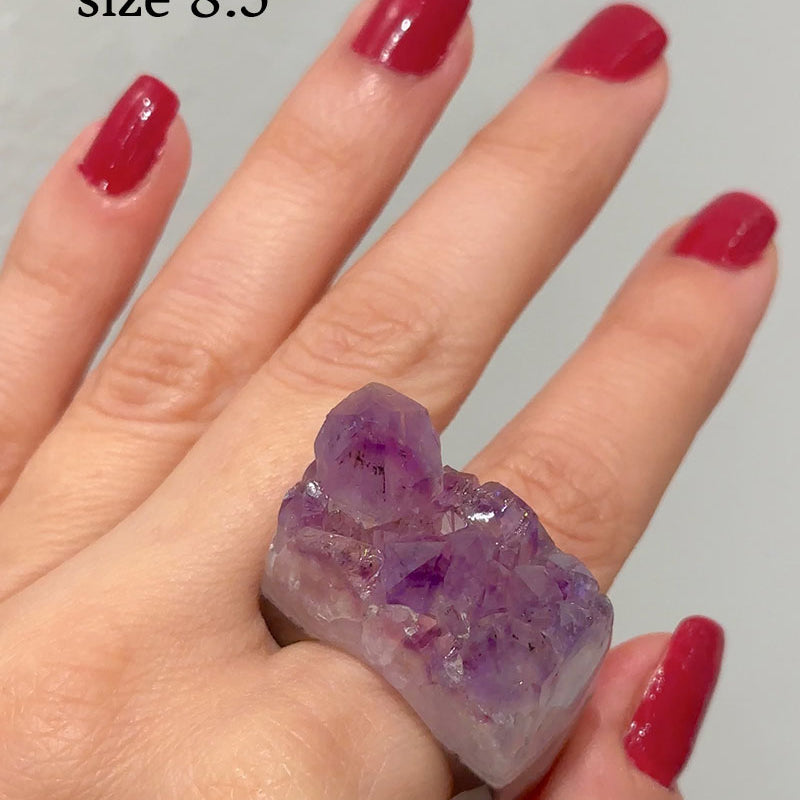 Carved Rock Ring Dark Amethyst (8.5-10)