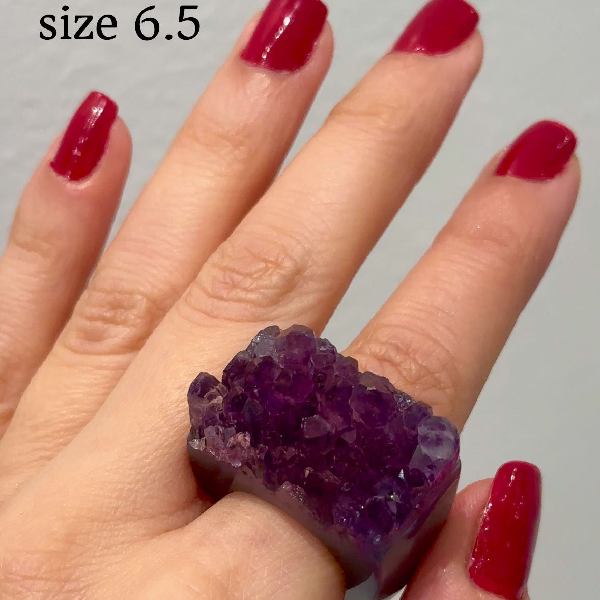 Carved Rock Ring Dark Amethyst (SIZE 5.5-8)