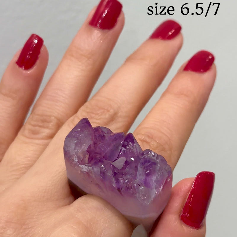 Carved Rock Ring Dark Amethyst (SIZE 5.5-8)