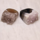 Carved Rock Ring (SIZE 5-8) Light Amethyst, Agate, Quartz